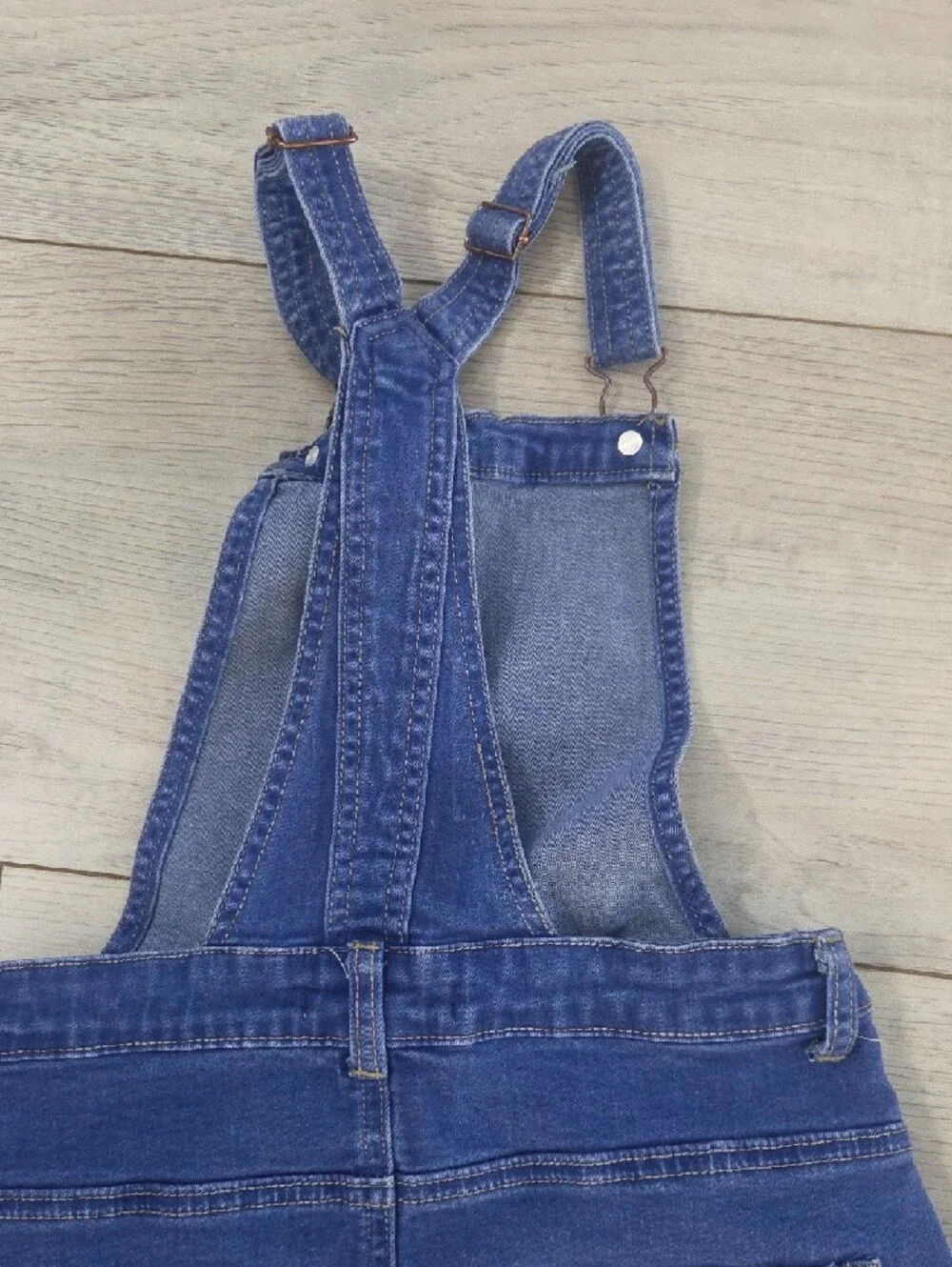 Soho Blue Denim Pinafore Skirt with White Lace Trim